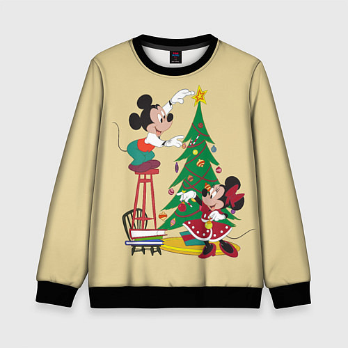 Детский свитшот Happy New Year Mickey and Minnie / 3D-Черный – фото 1