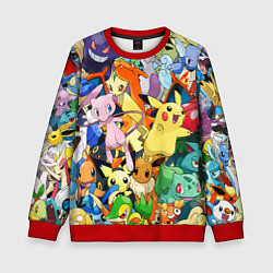 Свитшот детский АНИМЕ, ПОКЕМОНЫ ВСЕ ПЕРСОНАЖИ POKEMON, цвет: 3D-красный