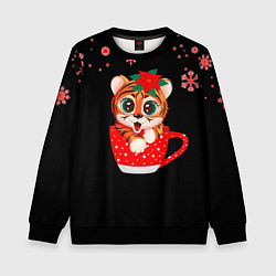 Свитшот детский МАЛЕНЬКИЙ ТИГРЕНОК 2022, цвет: 3D-черный