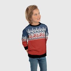 Свитшот детский ВЯЗАНЫЙ УЗОР С ОЛЕНЯМИ, цвет: 3D-черный — фото 2