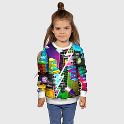 Свитшот детский Geometry Dash: Parallel Worlds, цвет: 3D-белый — фото 2