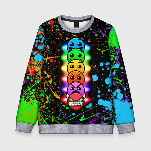 Детский свитшот Geometry Dash: Splashes of Paint / 3D-Меланж – фото 1
