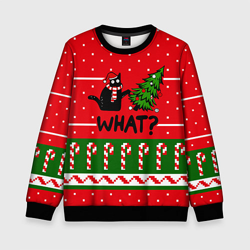 Детский свитшот WHAT КОТИК CAT / 3D-Черный – фото 1