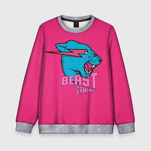 Детский свитшот Mr Beast Gaming Full Print Pink edition / 3D-Меланж – фото 1