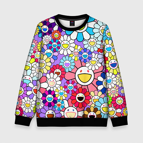 Детский свитшот Цветы Takashi Murakami / 3D-Черный – фото 1