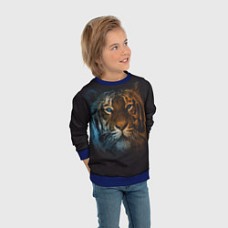 Свитшот детский Тигр с голубыми глазами, цвет: 3D-синий — фото 2