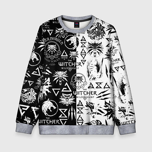 Детский свитшот THE WITCHER LOGOOMBING ВЕДЬМАК ПАТТЕРН / 3D-Меланж – фото 1
