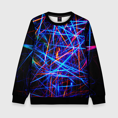 Детский свитшот NEON LINES Glowing Lines Effect / 3D-Черный – фото 1