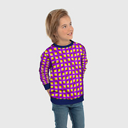 Свитшот детский Фиолетовый Фон с Желтыми Квадратами Иллюзия Движен, цвет: 3D-синий — фото 2