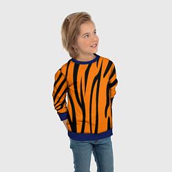 Свитшот детский Текстура тиграtiger, цвет: 3D-синий — фото 2