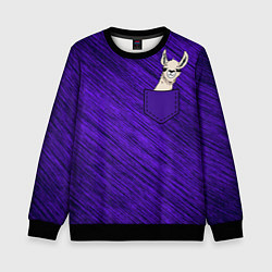 Свитшот детский Лама в Кармане, цвет: 3D-черный