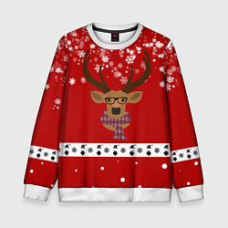 Свитшот детский Олень в снежинках, цвет: 3D-белый