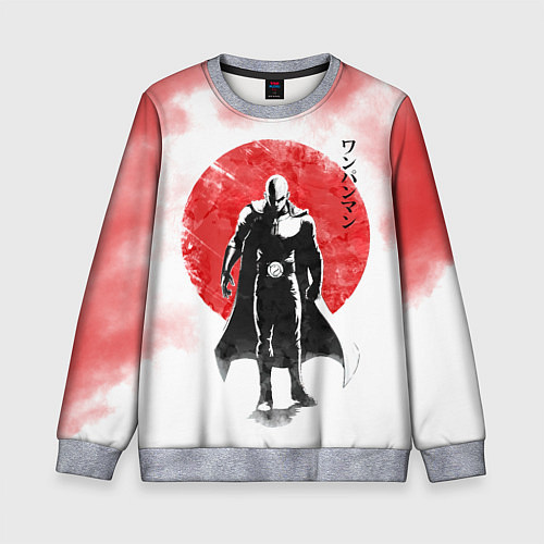 Детский свитшот Сайтама красный дым One Punch-Man / 3D-Меланж – фото 1