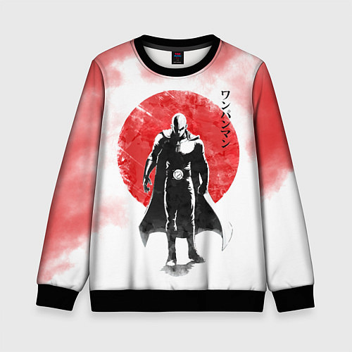 Детский свитшот Сайтама красный дым One Punch-Man / 3D-Черный – фото 1