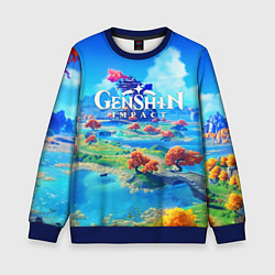 Свитшот детский МИР ГЕНШИН ИМПАКТ WORLD GENSHIN IMPACT, цвет: 3D-синий