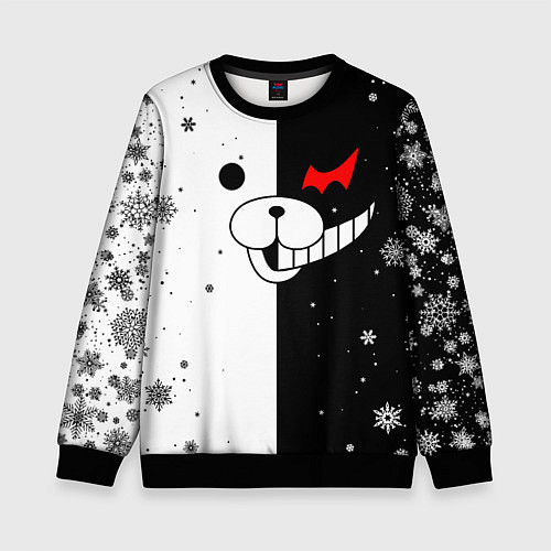 Детский свитшот НОВОГОДНИЙ МОНОКУМА ЧЁРНО БЕЛЫЙ НОВЫЙ ГОД 2022 / 3D-Черный – фото 1