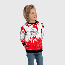 Свитшот детский Новогодний тигр Нарисованный огонь, цвет: 3D-черный — фото 2