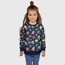 Свитшот детский Турне по космосу, цвет: 3D-синий — фото 2