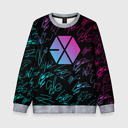 Свитшот детский EXO BAND НЕОНОВЫЕ АВТОГРАФЫ, цвет: 3D-меланж