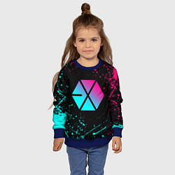 Свитшот детский EXO BAND NEON LOGO НЕОНОВЫЕ БРЫЗГИ КРАСОК, цвет: 3D-синий — фото 2