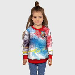 Свитшот детский Красочный лев на цветном облаке, цвет: 3D-красный — фото 2