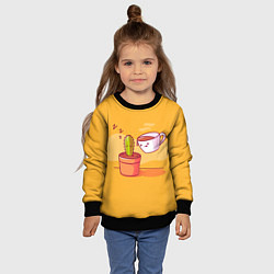 Свитшот детский Кактус и кружка с кофе, цвет: 3D-черный — фото 2