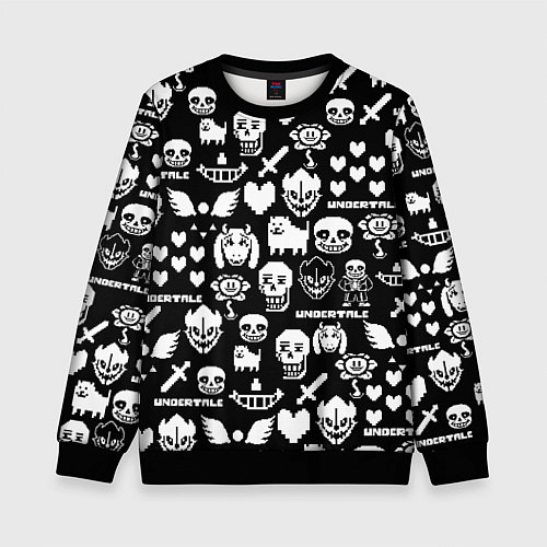 Детский свитшот UNDERTALE PATTERN БЕЛЫЙ / 3D-Черный – фото 1