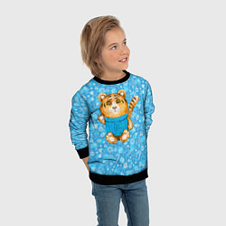 Свитшот детский Плюшевый тигренок в свитере, цвет: 3D-черный — фото 2