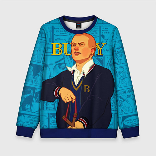 Детский свитшот Bully, Джимми Хопкинс / 3D-Синий – фото 1
