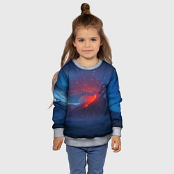 Свитшот детский Извержение вулкана ночью, цвет: 3D-меланж — фото 2