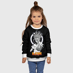 Свитшот детский Сенку с колбой - Доктор Стоун, цвет: 3D-белый — фото 2