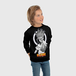 Свитшот детский Сенку с колбой - Доктор Стоун, цвет: 3D-черный — фото 2