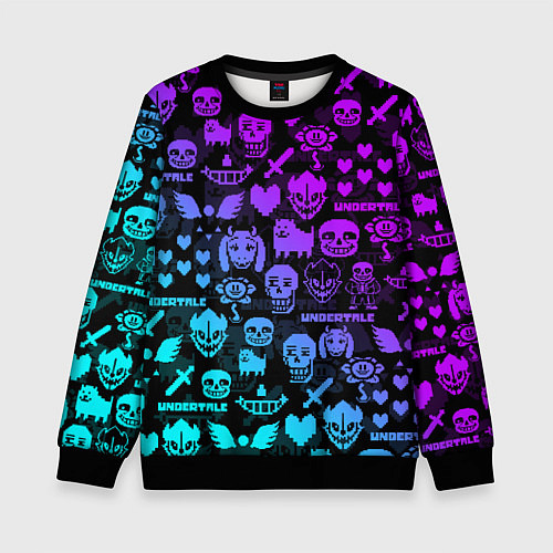 Детский свитшот UNDERTALE NEON PATTERN УЗОР / 3D-Черный – фото 1