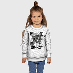 Свитшот детский QR код котик, цвет: 3D-белый — фото 2