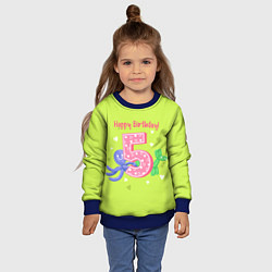 Свитшот детский Пятый день рождения, цвет: 3D-синий — фото 2
