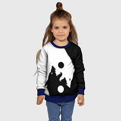 Свитшот детский Волки Инь и Янь Добро и Зло, цвет: 3D-синий — фото 2