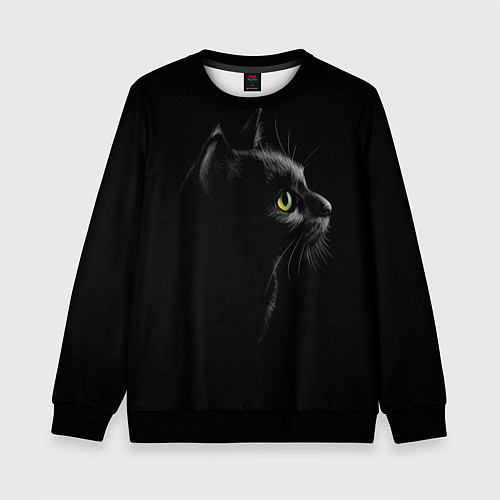 Детский свитшот Черный кот на черном фоне / 3D-Черный – фото 1