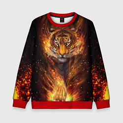 Свитшот детский Огненный тигр Сила огня, цвет: 3D-красный