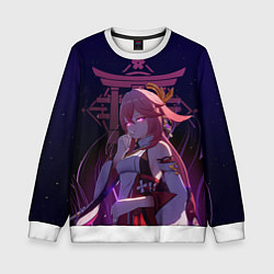 Свитшот детский Genshin Impact - Гудзи Яэ Мико, цвет: 3D-белый
