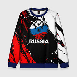 Свитшот детский Russia Герб в цвет Флага, цвет: 3D-синий