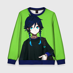 Свитшот детский Венти в современном стиле Genshin, цвет: 3D-синий