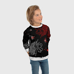 Свитшот детский Китайский дракон Красно - Белый, цвет: 3D-белый — фото 2