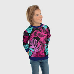Свитшот детский Папоротниковый неон, цвет: 3D-синий — фото 2
