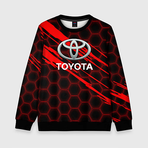Детский свитшот Toyota: Красные соты / 3D-Черный – фото 1