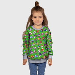 Свитшот детский Особые редкие значки Бравл Пины зеленый фон Brawl, цвет: 3D-меланж — фото 2