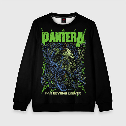Детский свитшот Pantera green череп / 3D-Черный – фото 1