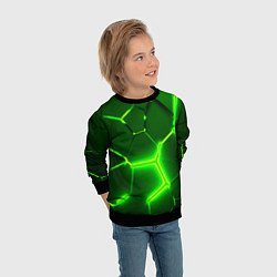 Свитшот детский 3D ПЛИТЫ НЕОН NEON GREEN HEXAGON РАЗЛОМ, цвет: 3D-черный — фото 2