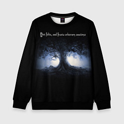 Свитшот детский Non foliis, sed fructu arborem aestima - Оценивай, цвет: 3D-черный