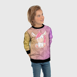 Свитшот детский Единорог с розовыми волосами, цвет: 3D-черный — фото 2