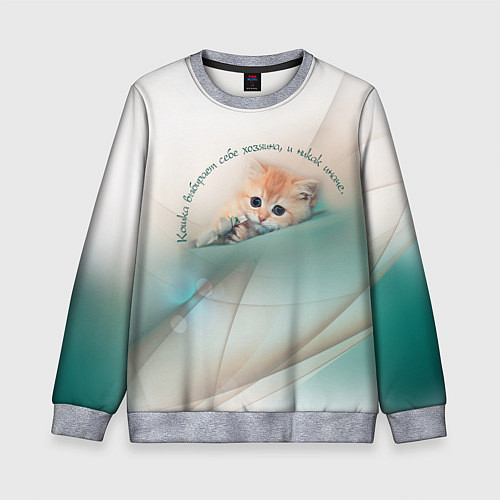 Детский свитшот Кошка выбирает себе хозяина, и никак иначе / 3D-Меланж – фото 1